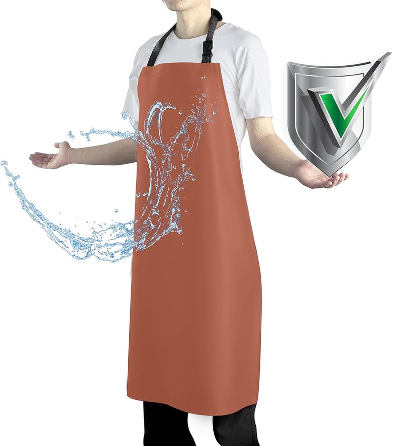 Vammcht Waterproof Apron with Comfortable Adjustable Bib Rubber Vinyl Dishwasher Heavy Duty Apron for Men Women Dishwashing - Image 1